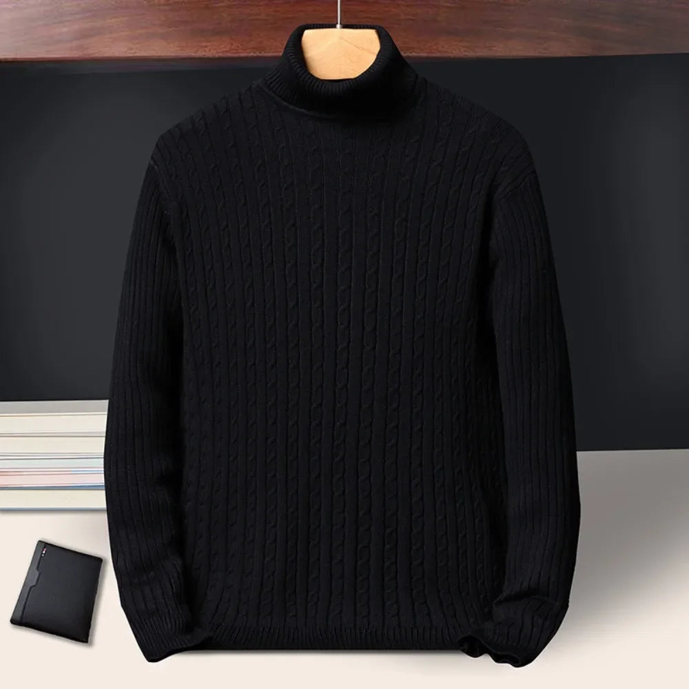 Men's Ribbed Turtleneck Long Sleeve Knit Sweater