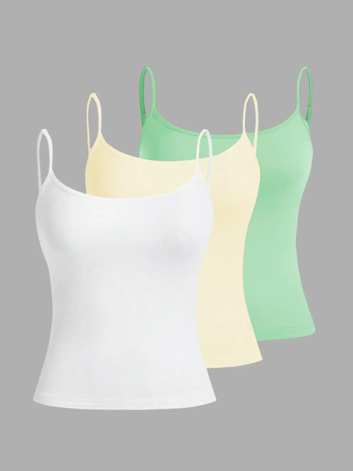 Women's Three Piece Camisole Pack with Adjustable Straps in Solid Colors
