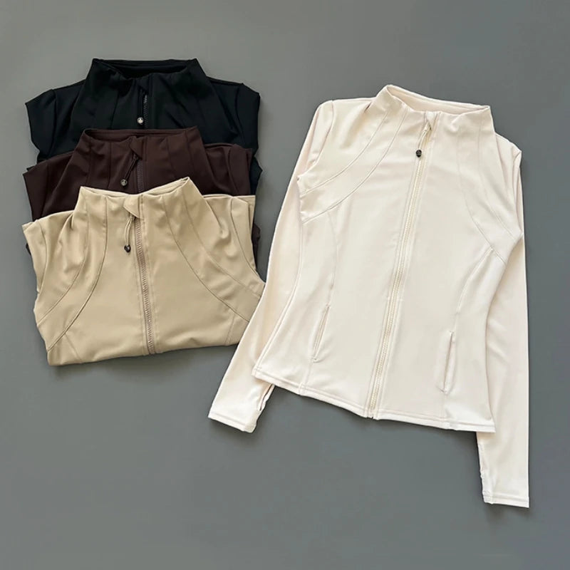 Women's Slim-Fit Stand-Collar Zip-Front Workout Jacket