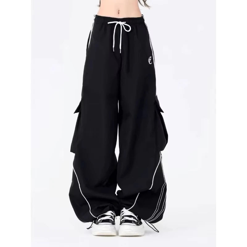 Full Length Wide Leg Casual Cargo Pants with Pockets