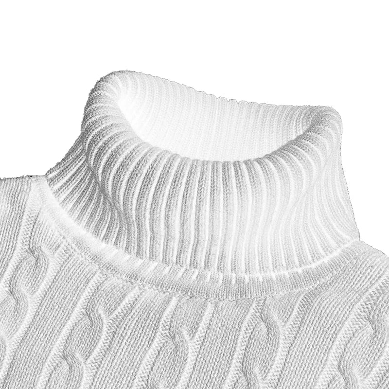 Men's Cable Knit Turtleneck Long Sleeve Sweater