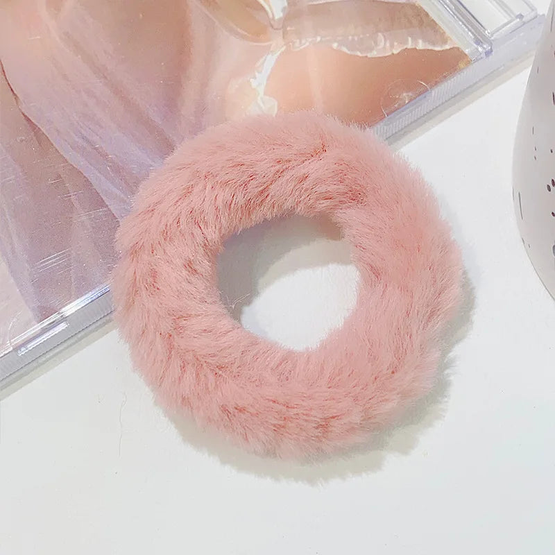 Fluffy Faux Fur Scrunchie Hair Band with Thick and Thin Options