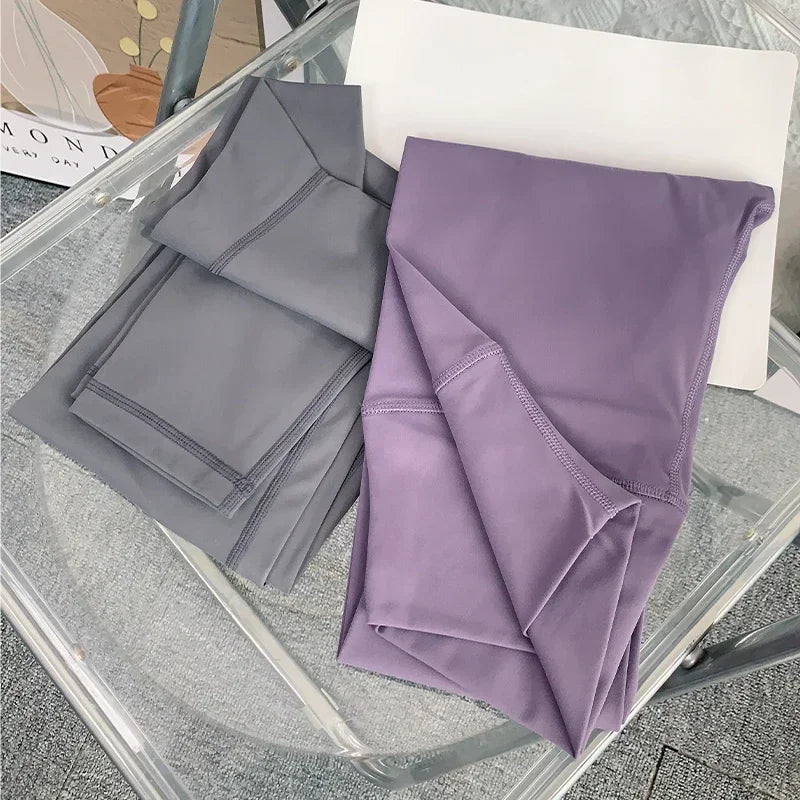 Women’s High-Waist Ankle-Length Yoga Leggings with Elastic Waist and Seam Pockets