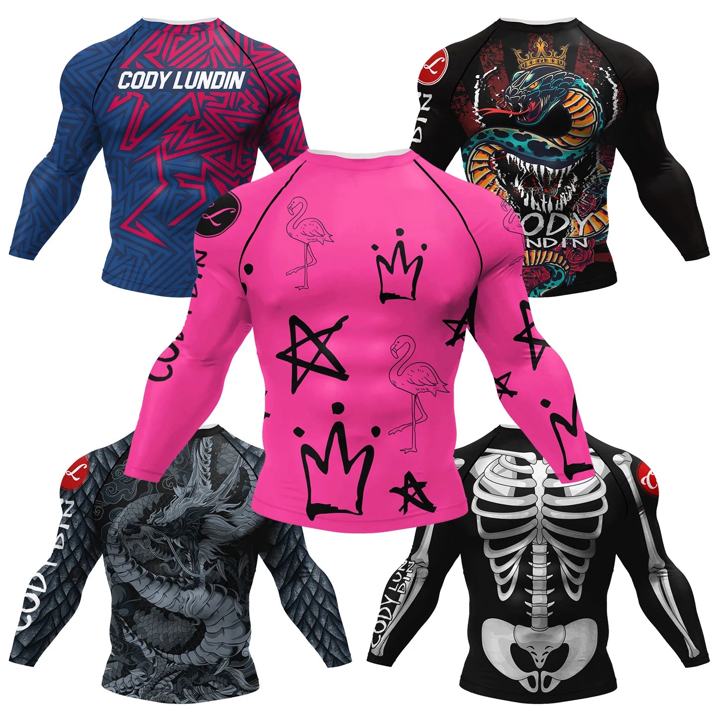 Graphic Long Sleeve Fitted Rash Guard for Training Wear