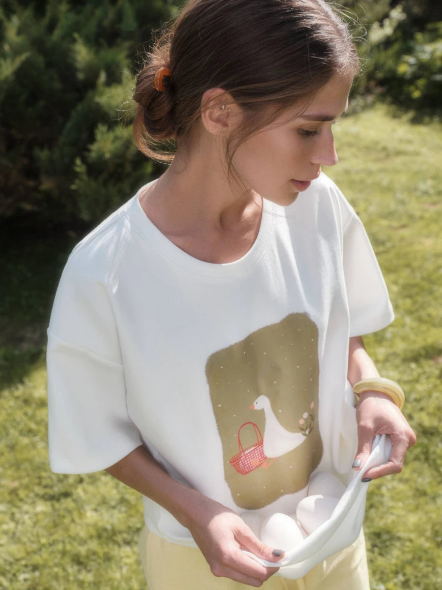 Graphic Crew Neck Short Sleeve Casual Pullover T Shirt