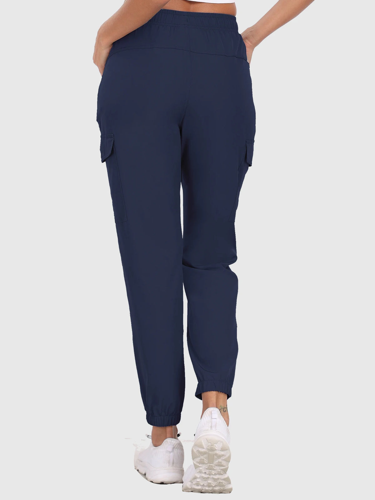 Women's Hiking Cargo Pants with Elastic Waist and Zip Pocket Details