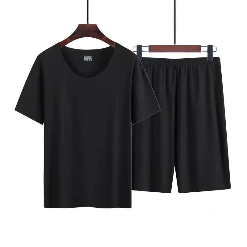 Men's Solid Crew Neck Short Sleeve Top and Shorts Pajama Set