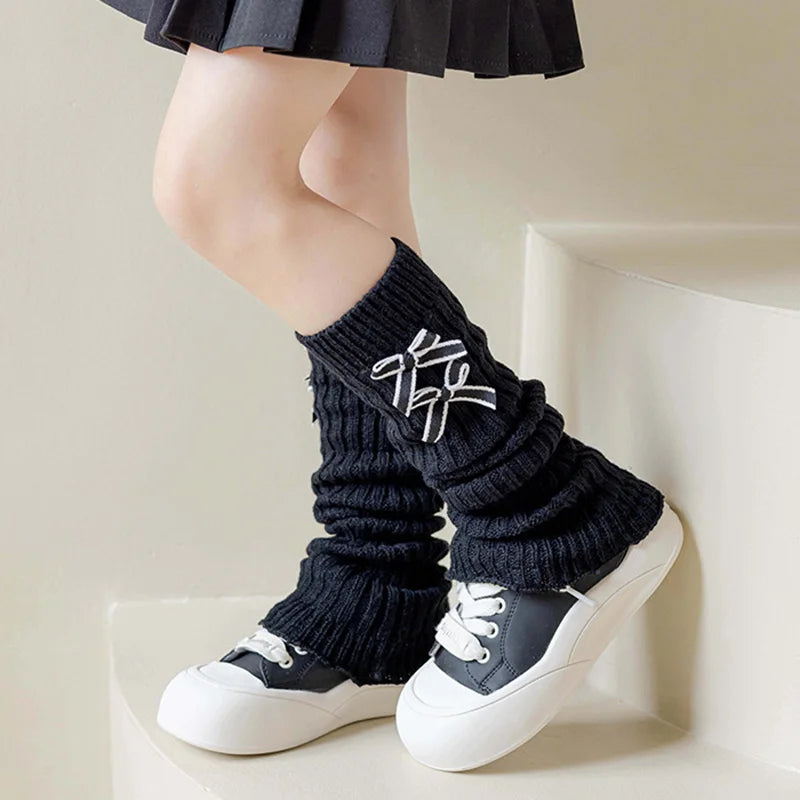 Children's Knit Leg Warmers with Decorative Bow Details