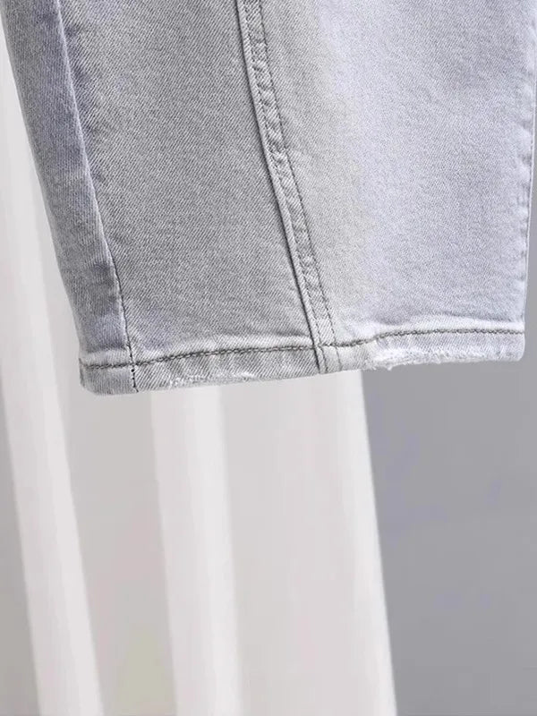Women's Gray Balloon Leg Loose Fit Denim Jeans