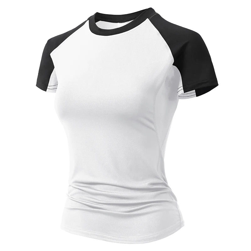 Women's Crew Neck Fitted Short Sleeve T-shirt For Workout Outfits