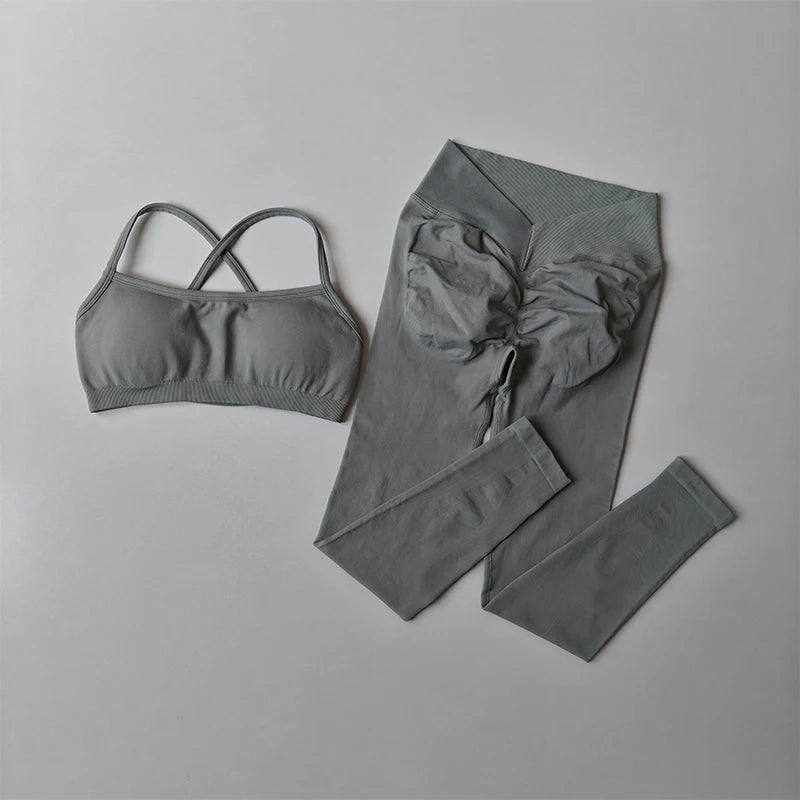 Women's Cross Back Bra And Leggings Yoga Set
