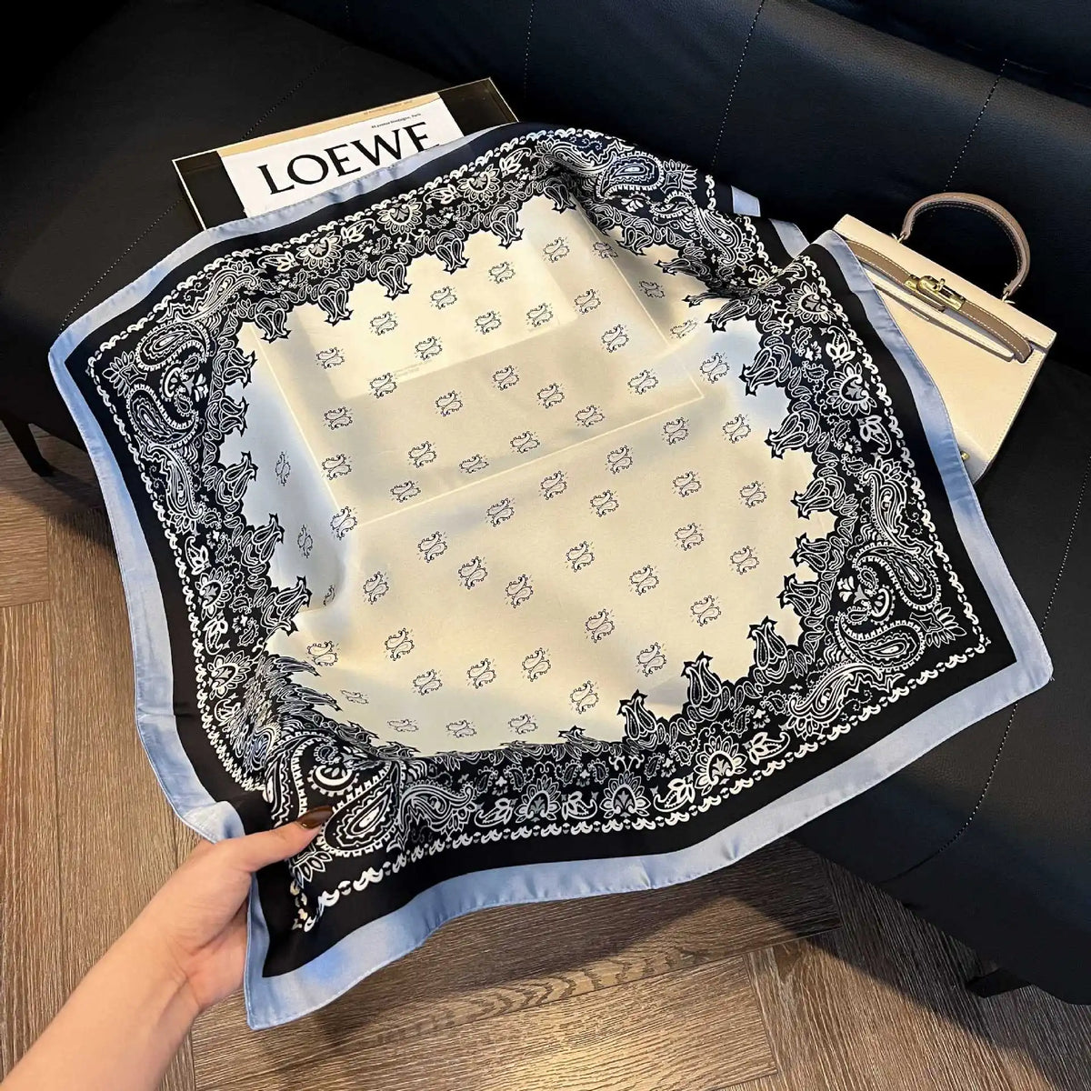Patterned Square Scarf with Paisley and Houndstooth Style Options