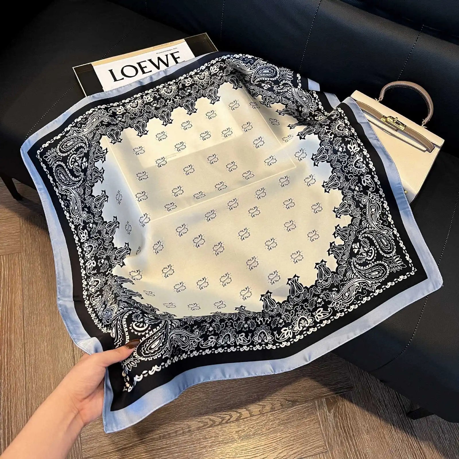 Patterned Square Scarf with Paisley and Houndstooth Style Options