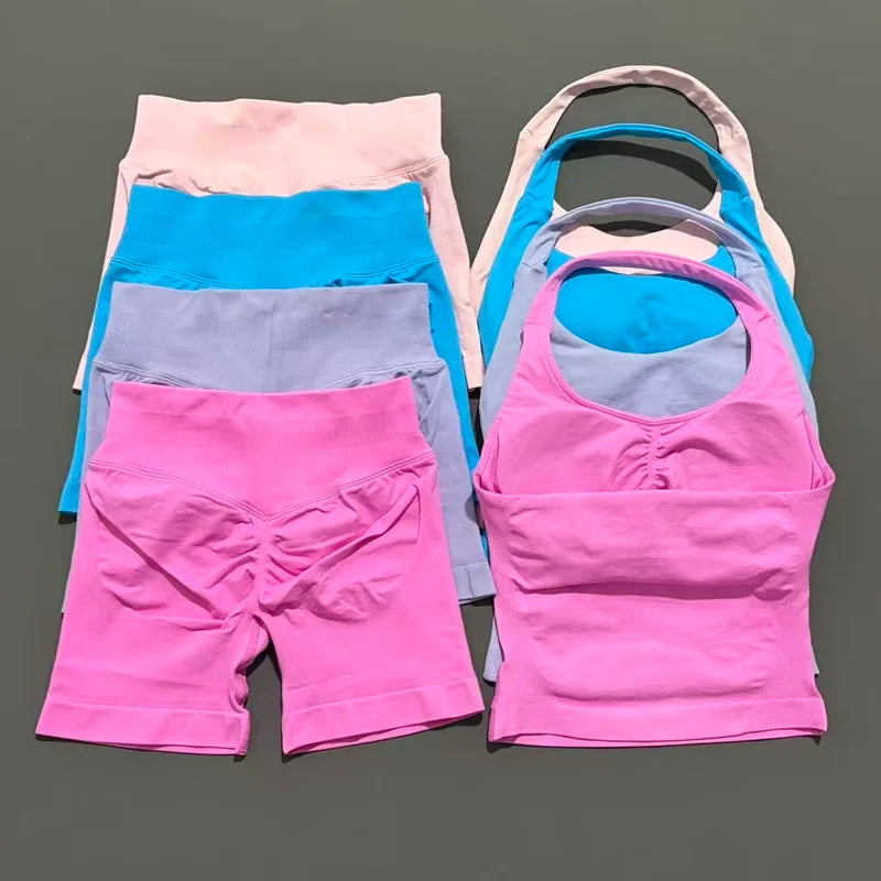 Women's Halter Tank And Shorts Yoga Set For Workout Outfits