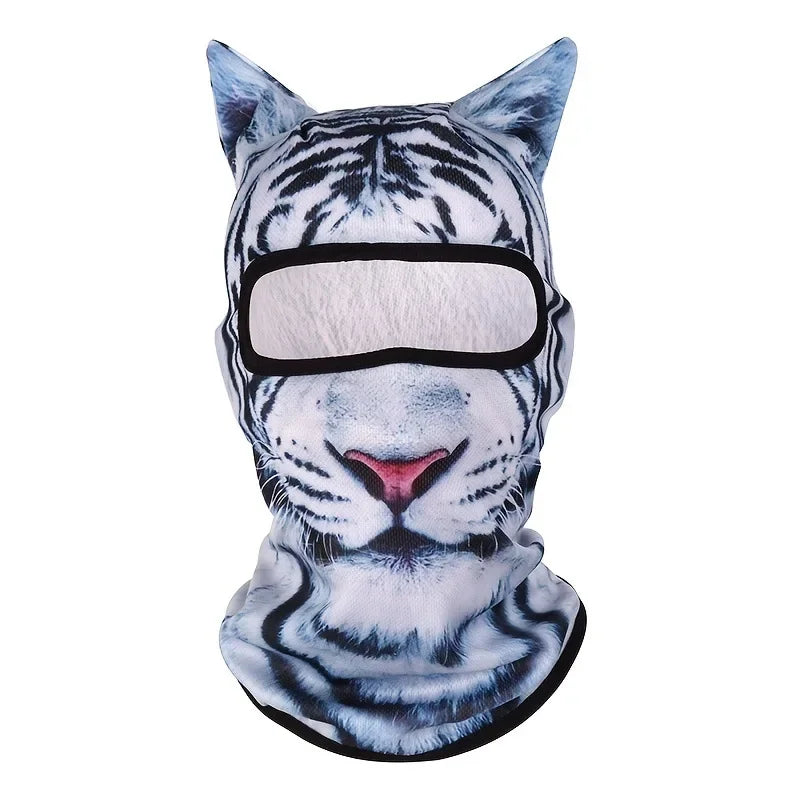 Cat Print Balaclava Hood with Decorative Ear Details
