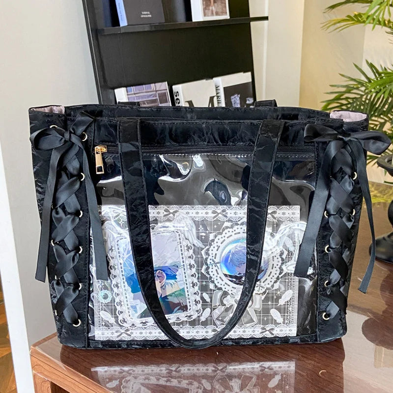 Decorative Display Tote Bag with Transparent Front Pocket