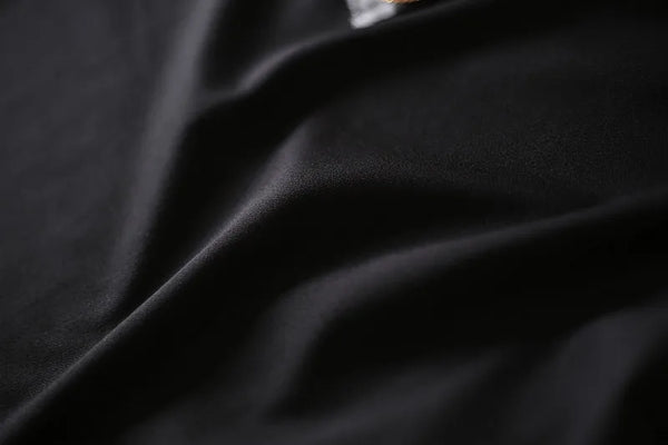 Autumn Winter Light Luxury Lace Collar V Neck Slim Three Quarter Sleeve Elegant Black Midi Dress 4XL