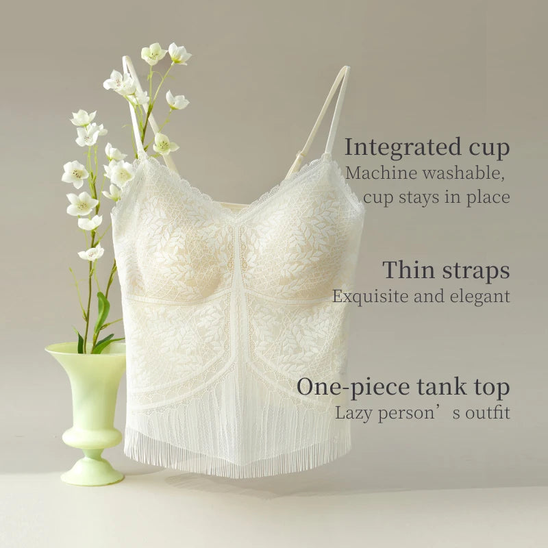 Women's Lace Nylon Blend Camisole with Adjustable Straps and Shaped Cups