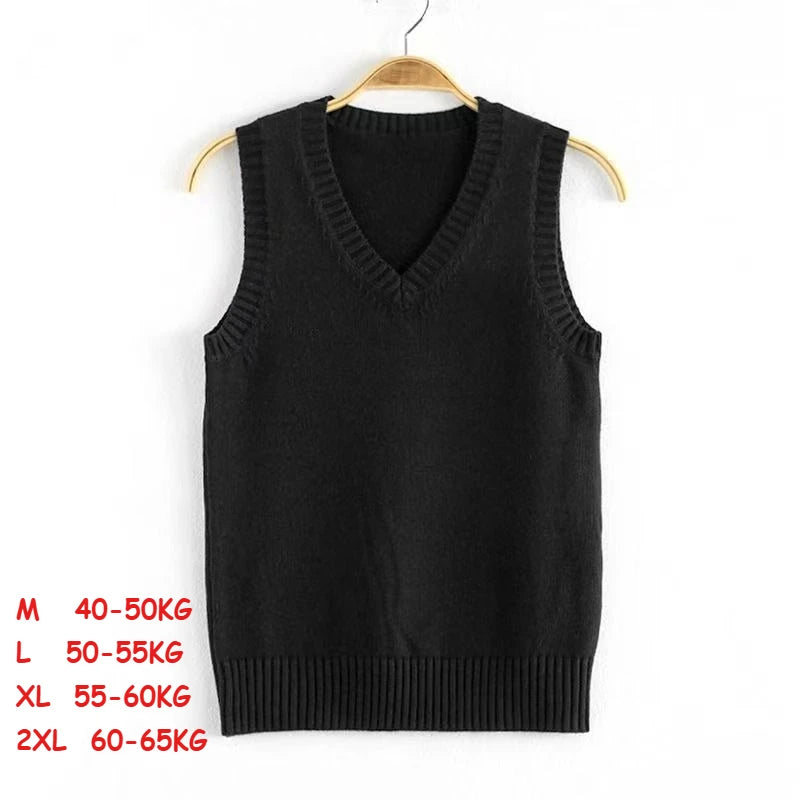Women's V Neck Sleeveless Knit Vest Casual Knit Layer