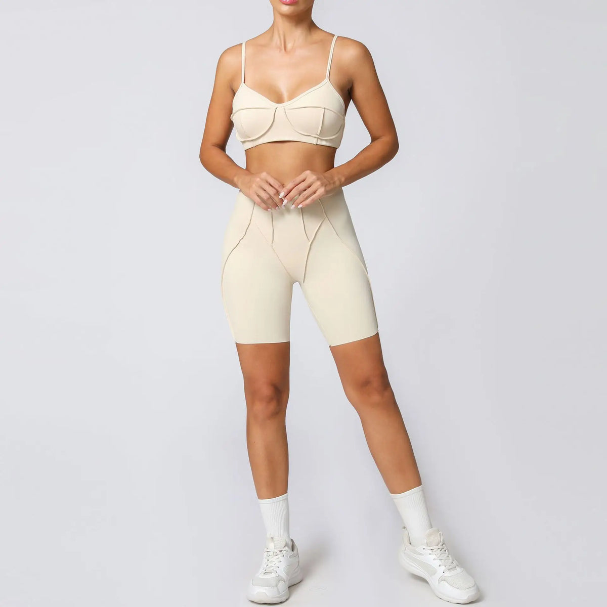 Women's Contrast Seam Bra And Leggings Yoga Set