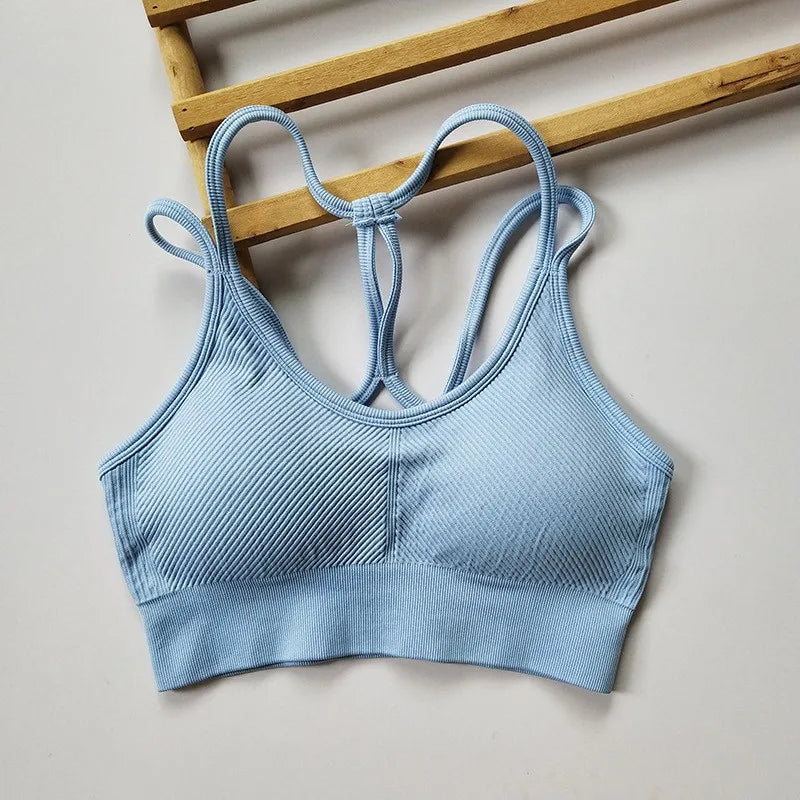 Women's Ribbed Scoop Neck Sports Bra
