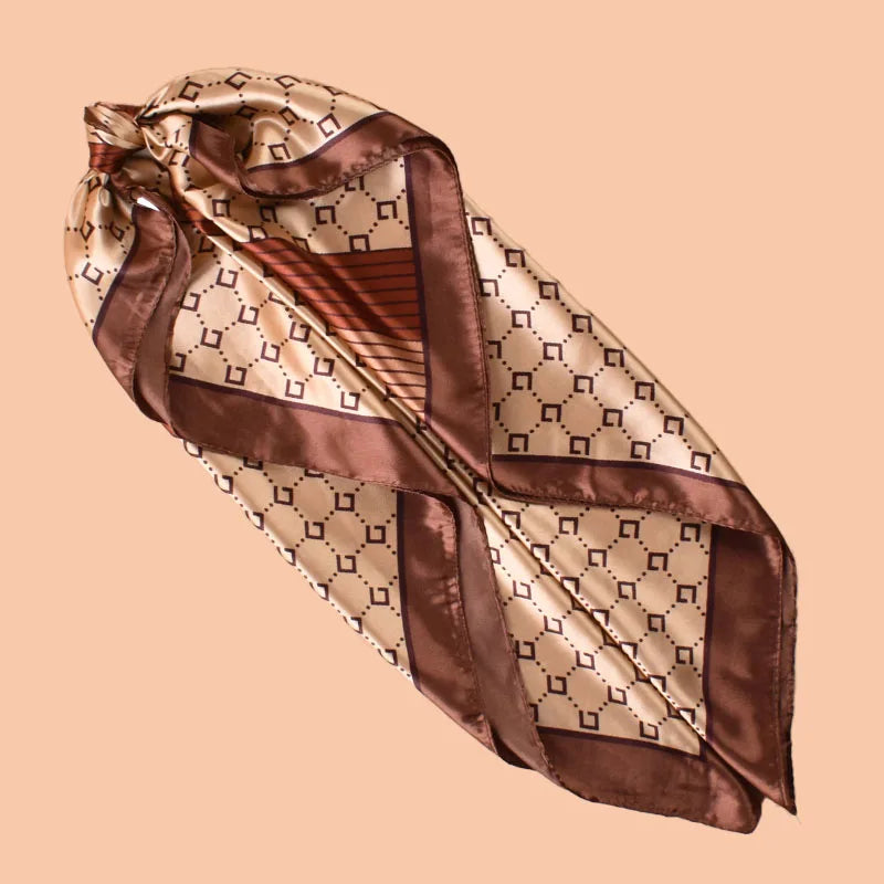 Geometric Print Square Scarf with Repeating Pattern Design