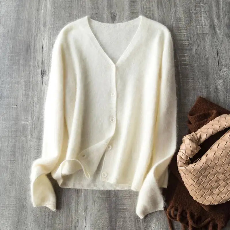 Women's V Neck Full Button Front Cardigan Casual Knit Layer