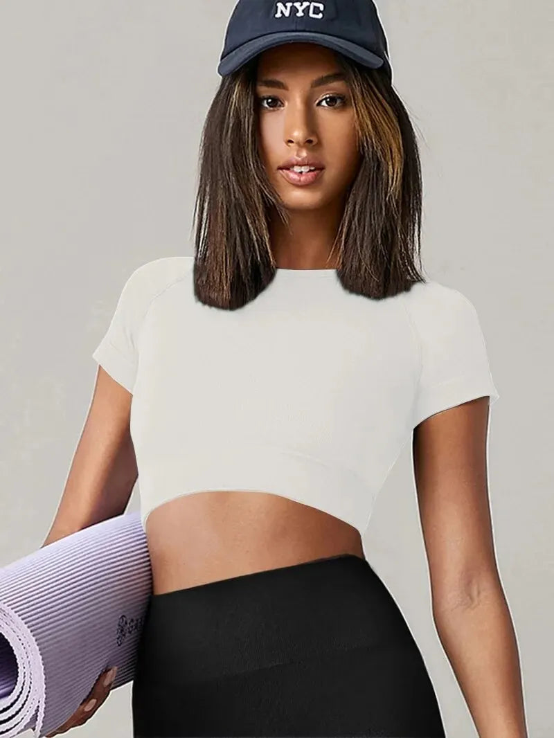 Women's Short-Sleeve Seamless Workout Crop Top