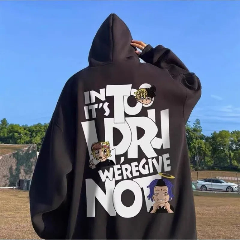 Graphic Long Sleeve Casual Hooded Sweatshirt with Original Style Options