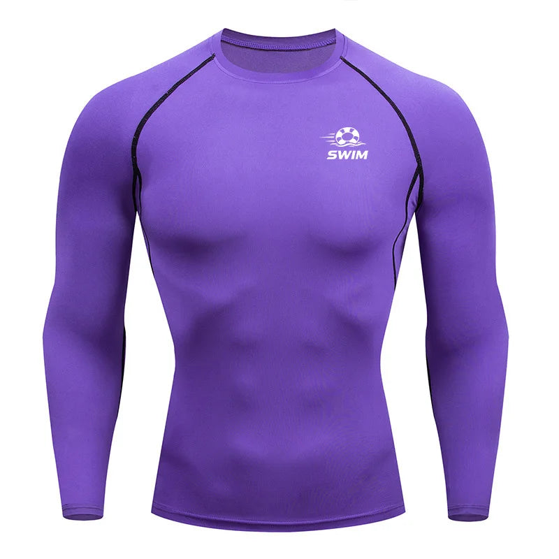 Men's Printed Long Sleeve Rash Guard for Swimming and Surfing