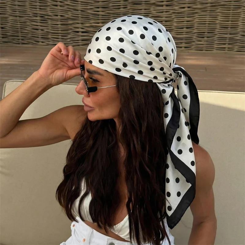 Polka Dot Square Scarf for Hair and Neck Styling