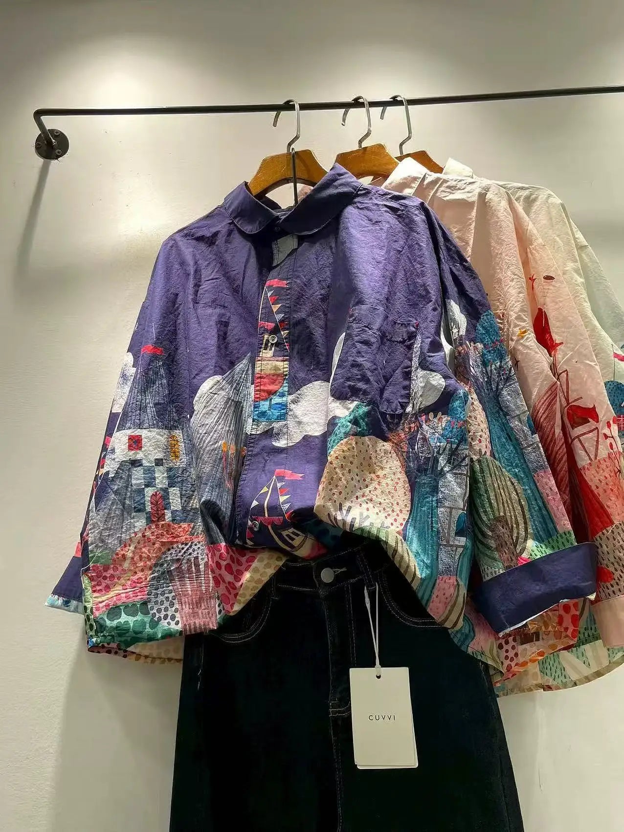 Women's Colourful Patchwork Print Long Sleeve Shirt
