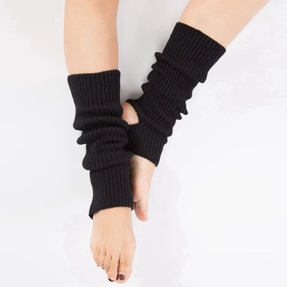 Ribbed Dance Leg Warmers with Open Heel Stirrup Shape
