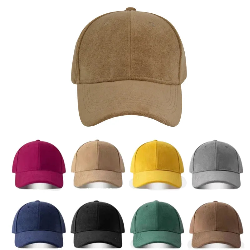Plain Baseball Cap with Curved Brim and Paneled Crown