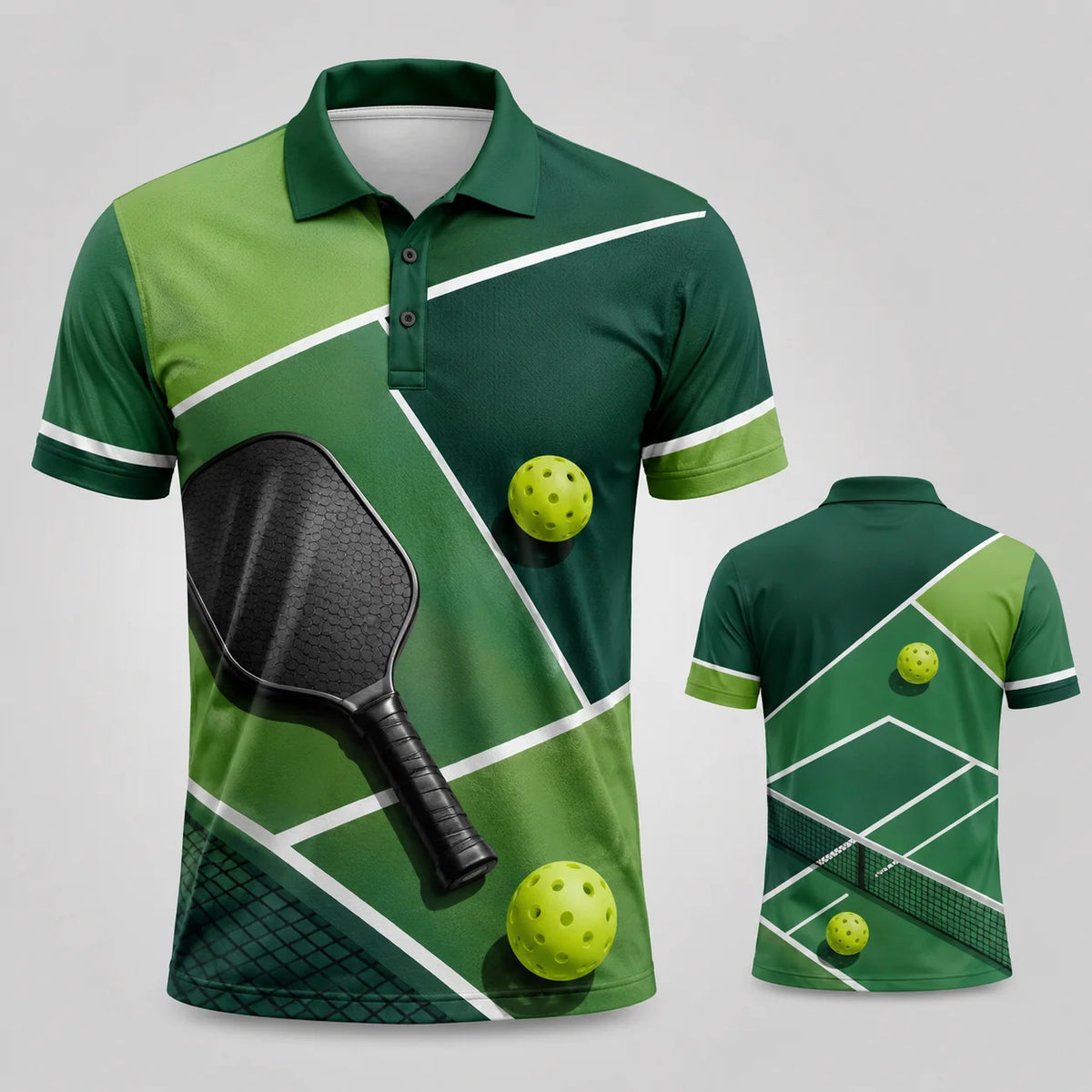 Pickleball Graphic Short Sleeve Collared Polo Shirt for Casual Wear