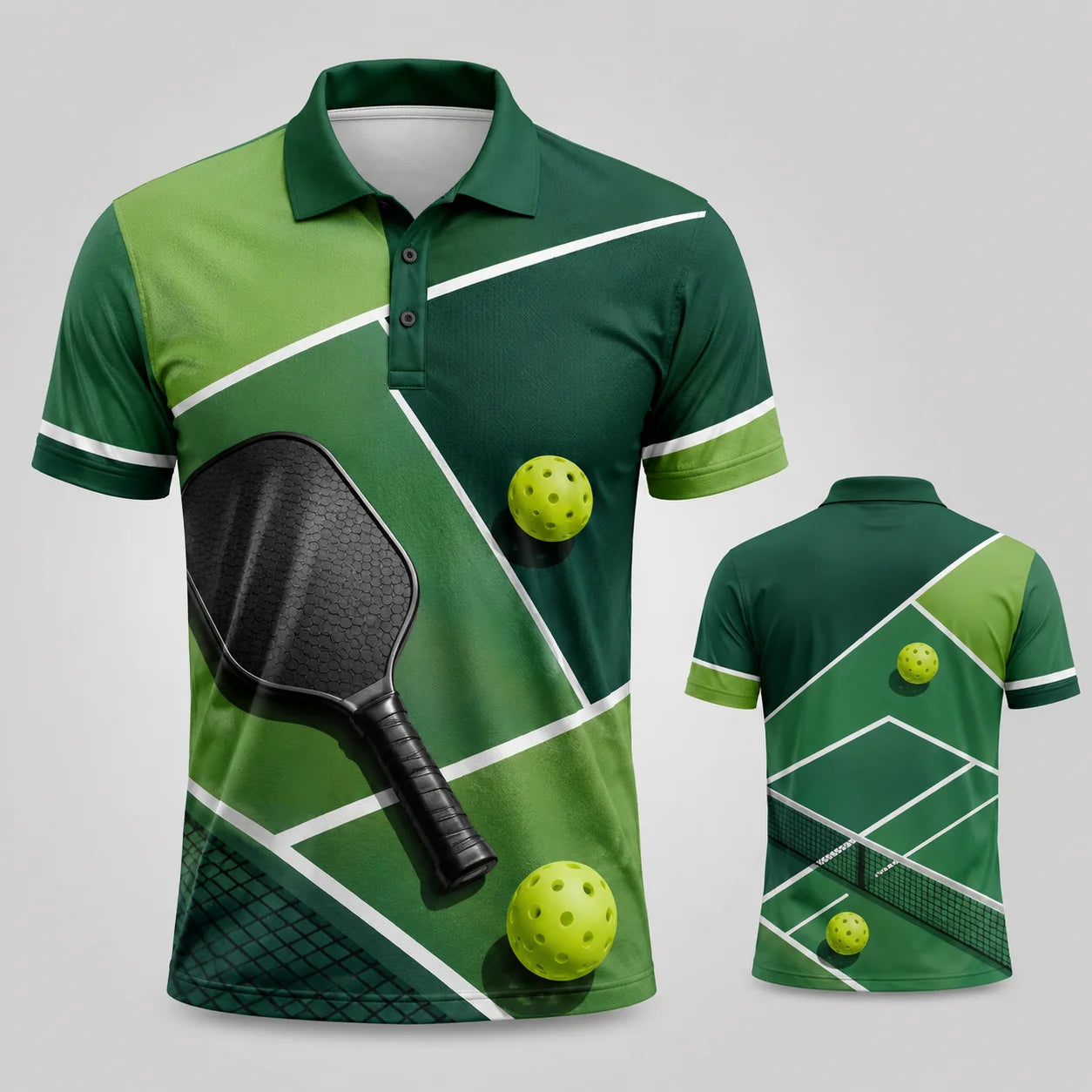 Pickleball Graphic Short Sleeve Collared Polo Shirt for Casual Wear