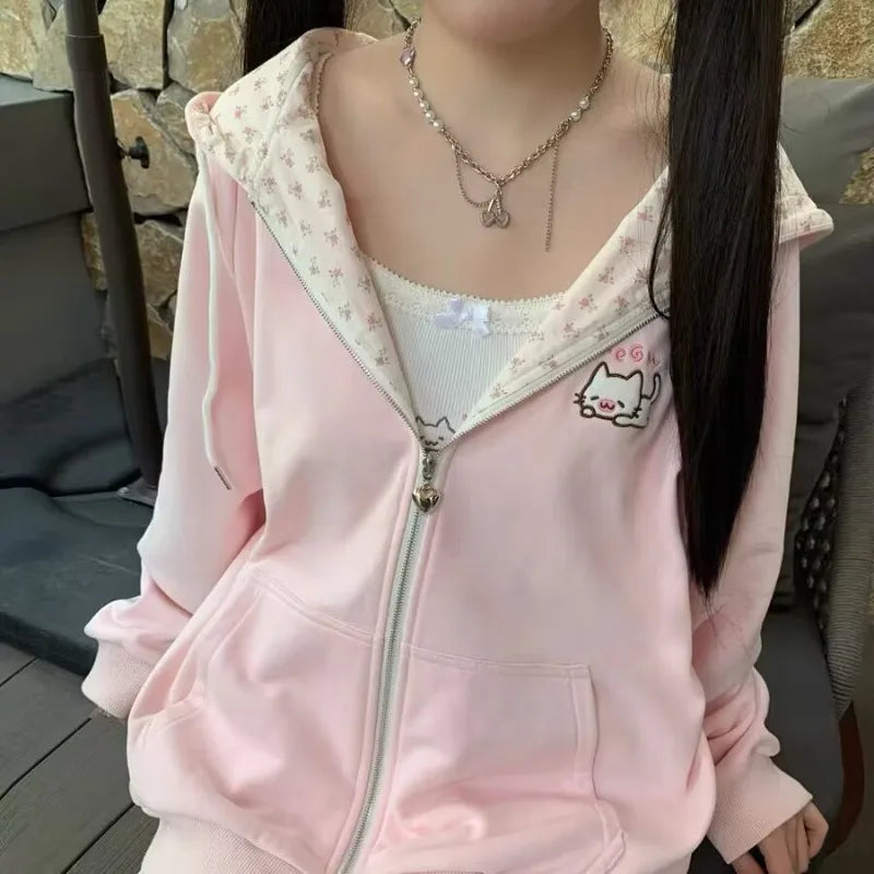 Long Sleeve Full Zip Casual Hooded Sweatshirt for Layering