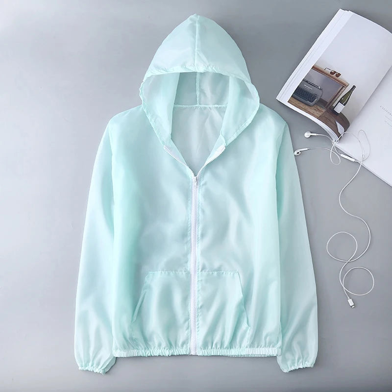 Women's Hooded Long Sleeve Zip Front Jacket For Workout Outfits