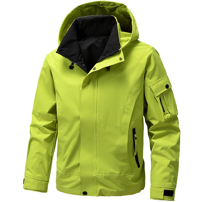 Hooded Long Sleeve Full Zip Outdoor Hiking Jacket with Pockets