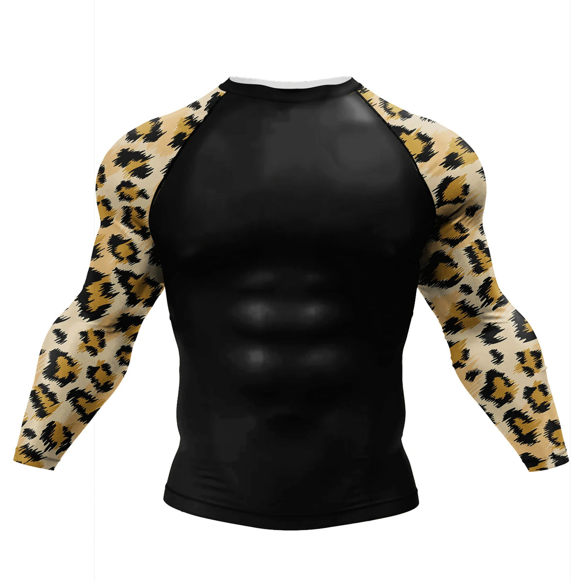 Tattoo Graphic Long Sleeve Mock Neck Fitted Rash Guard