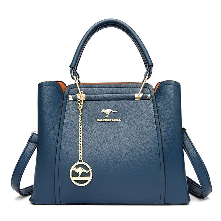 Women's Structured Shoulder Handbag with Pendant and Adjustable Crossbody Strap
