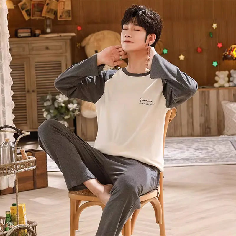 Men's Graphic Long Sleeve Top and Pants Pajama Set