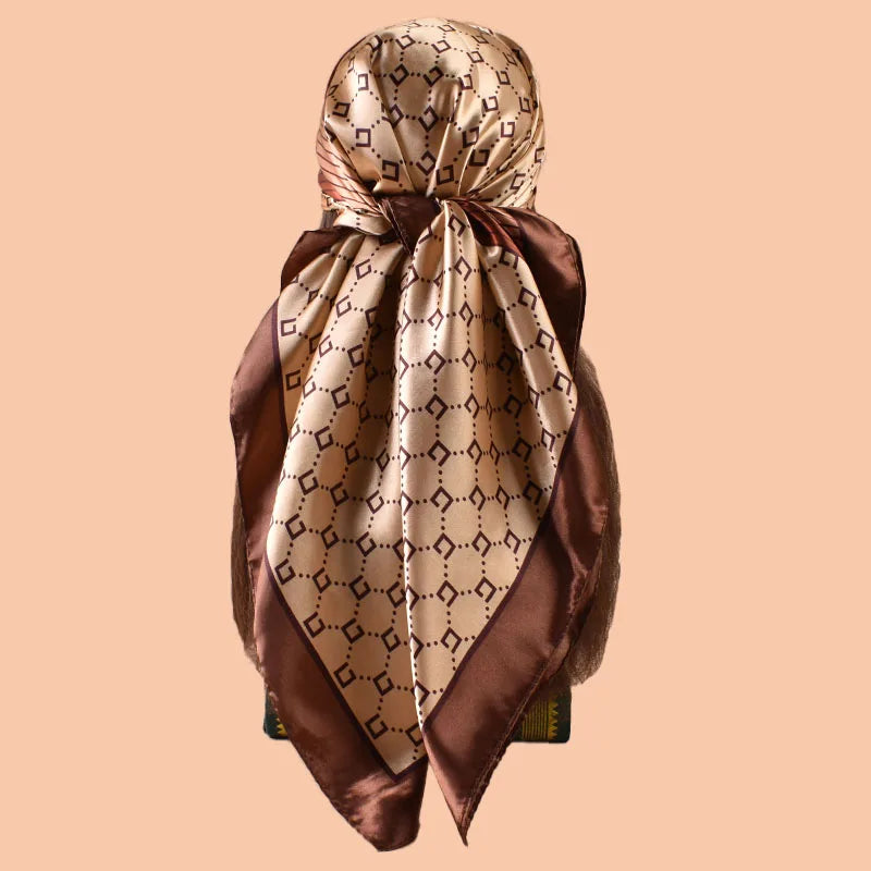 Geometric Print Square Scarf with Repeating Pattern Design