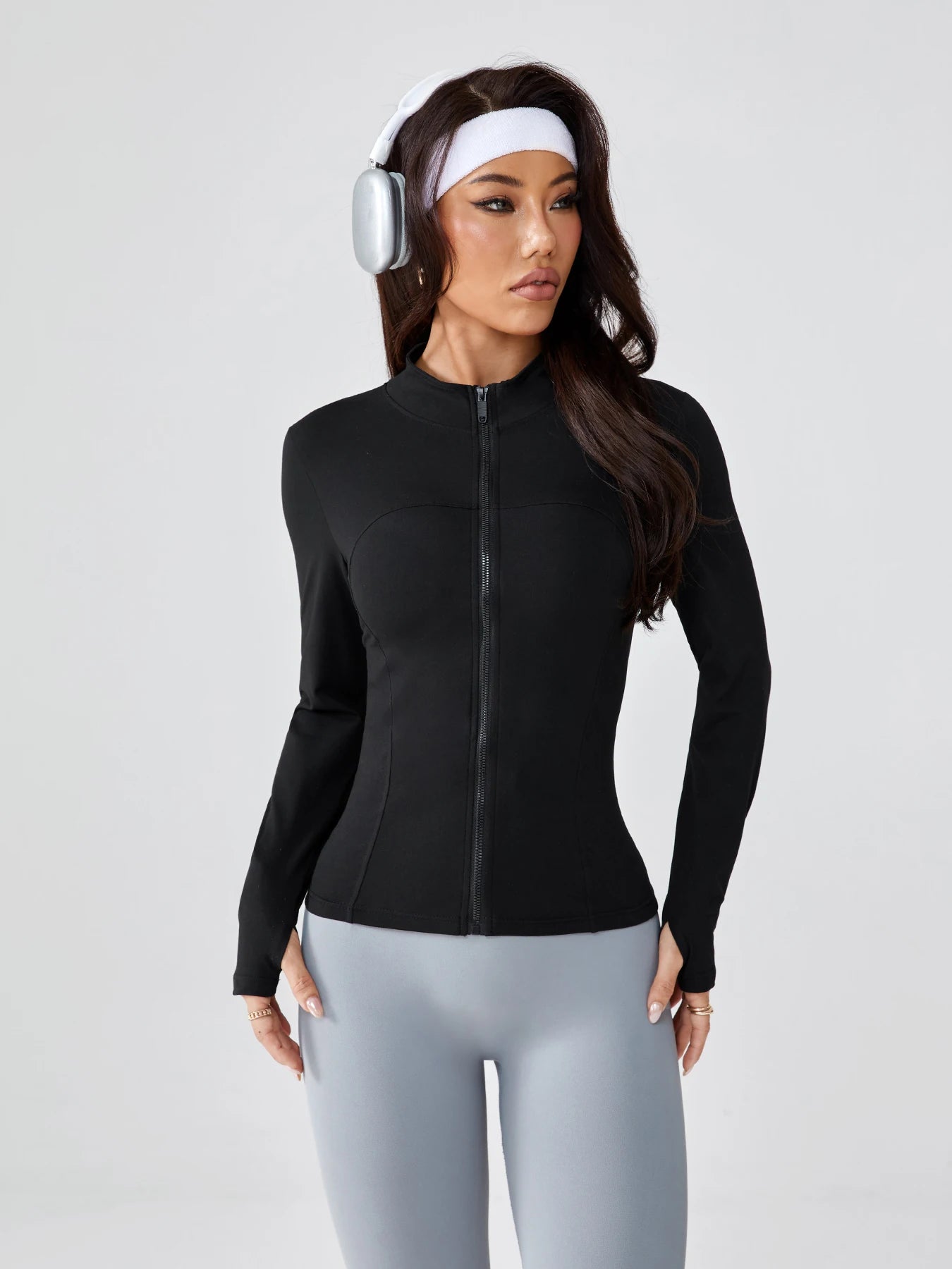 Women's Fitted Full Zip Sports Jacket For Workout Outfits