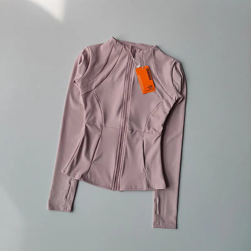 Stand Collar Long Sleeve Full Zip Yoga Training Jacket
