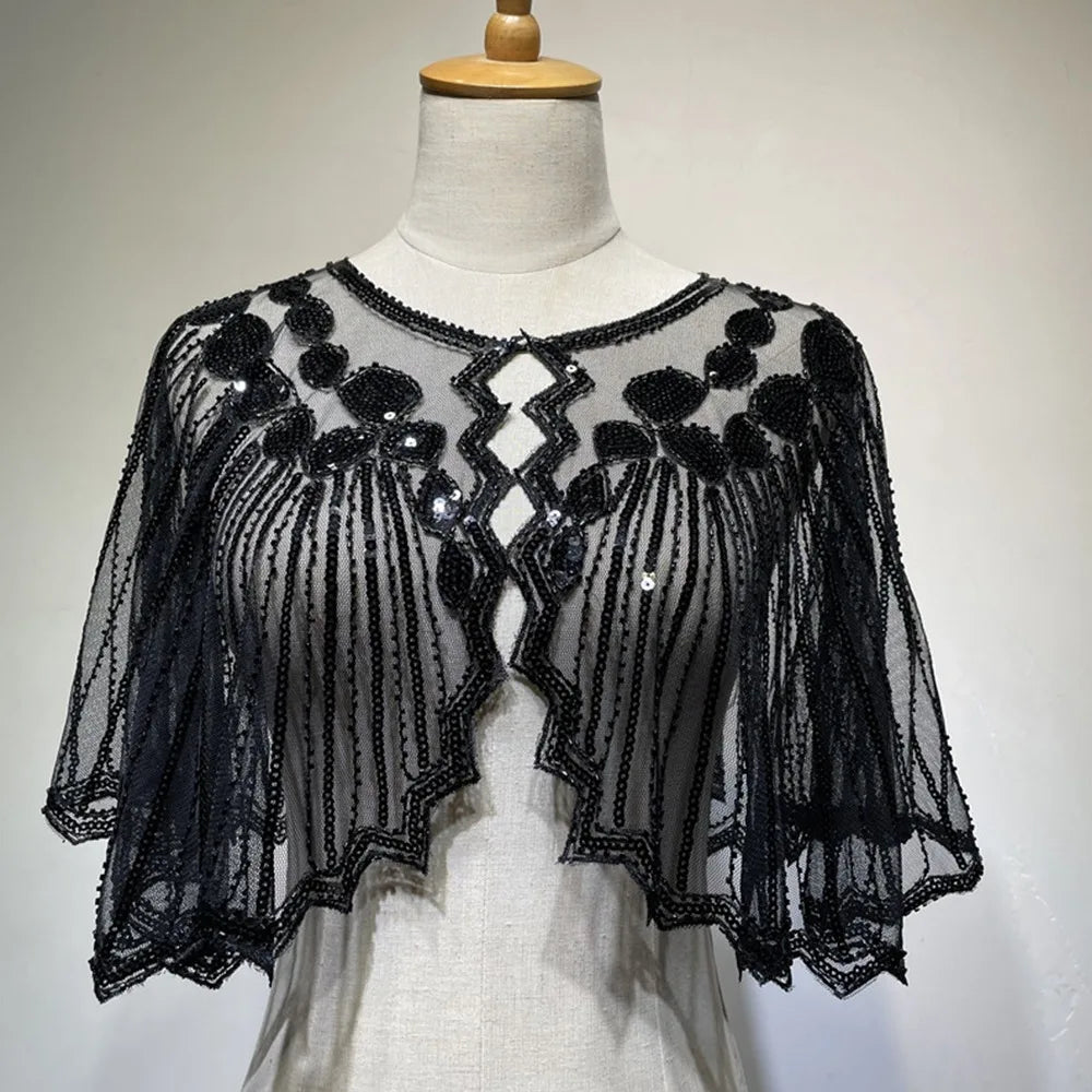 Beaded Sequin Capelet for Layering over Dresses and Tops