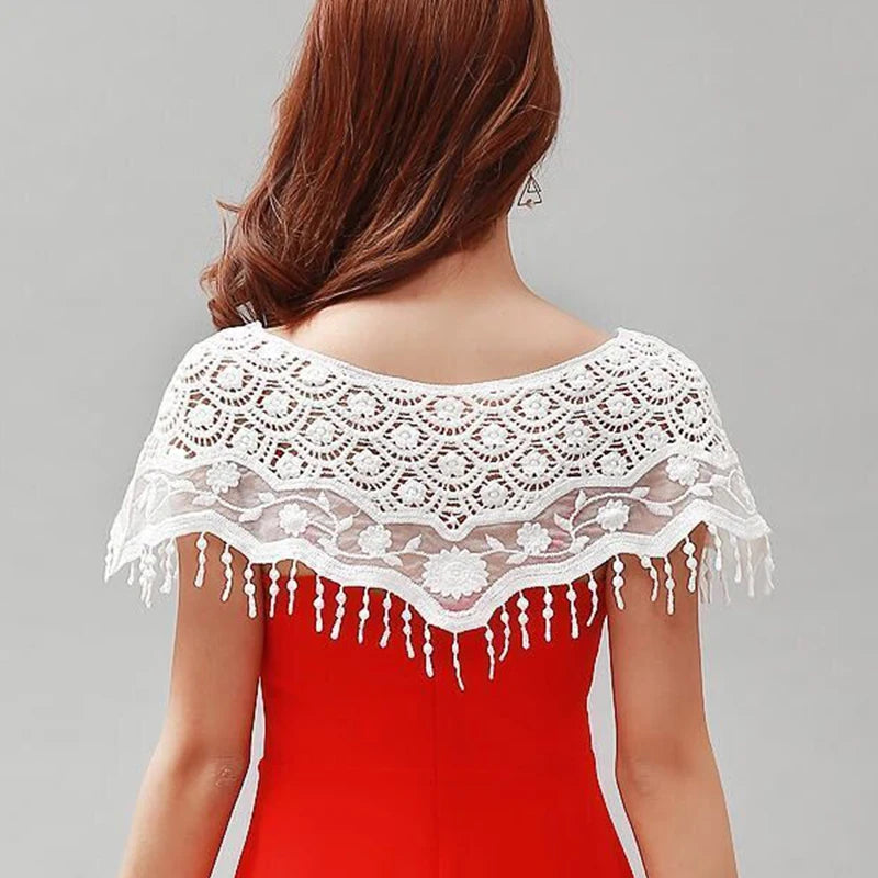 Crochet Floral Lace Capelet for Layering over Dresses and Tops