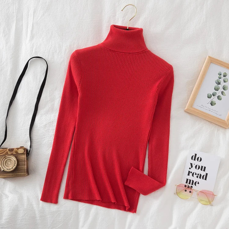 Women's Ribbed Mock Neck Long Sleeve Sweater Casual Knit Layer