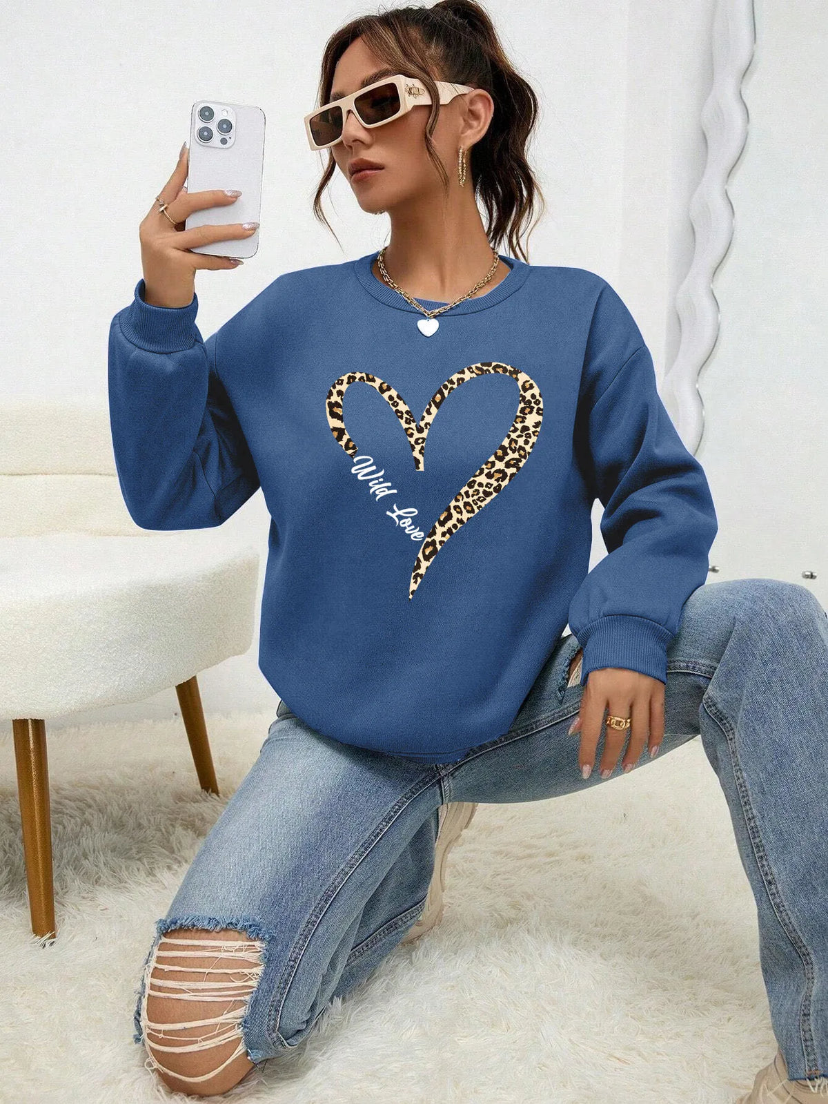 Long Sleeve Casual Pullover Sweatshirt with Original Style Options