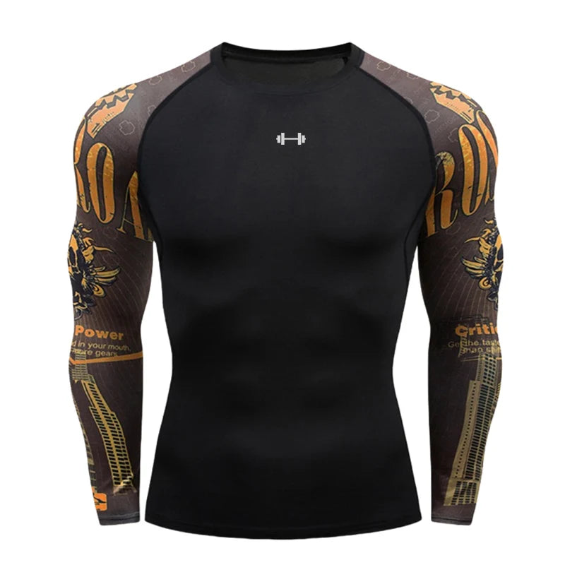 Fitted Crew Neck Long Sleeve Compression T Shirt